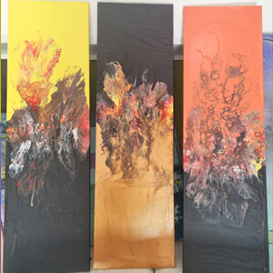 Triptych Passion. 100x30, 100x30, 100x30, Acrylic, canvas, 2021
